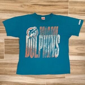 Vintage‎ 90s Miami Dolphins T Shirt Team Rated Mens M Boxy XL 23.5x27.5 NFL USA